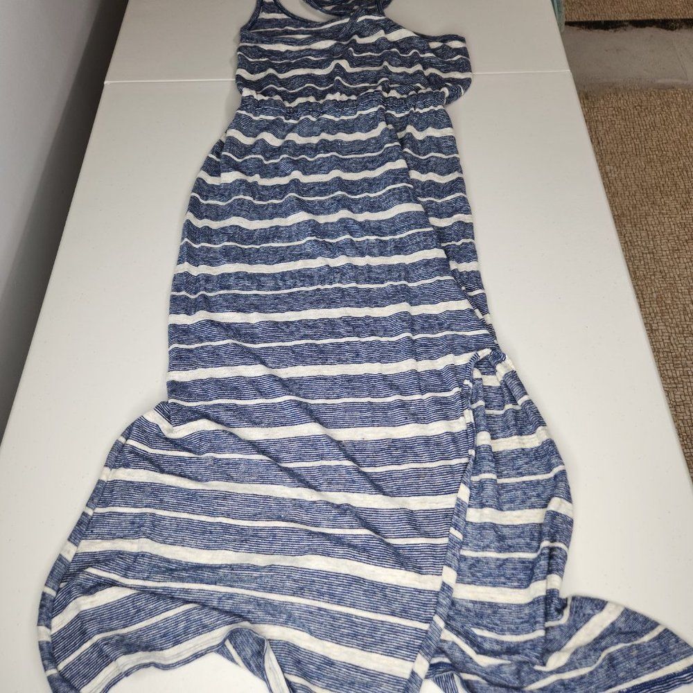 Madewell Navy Gray Striped Racerback Maxi Dress Size Medium - Picture 4 of 9